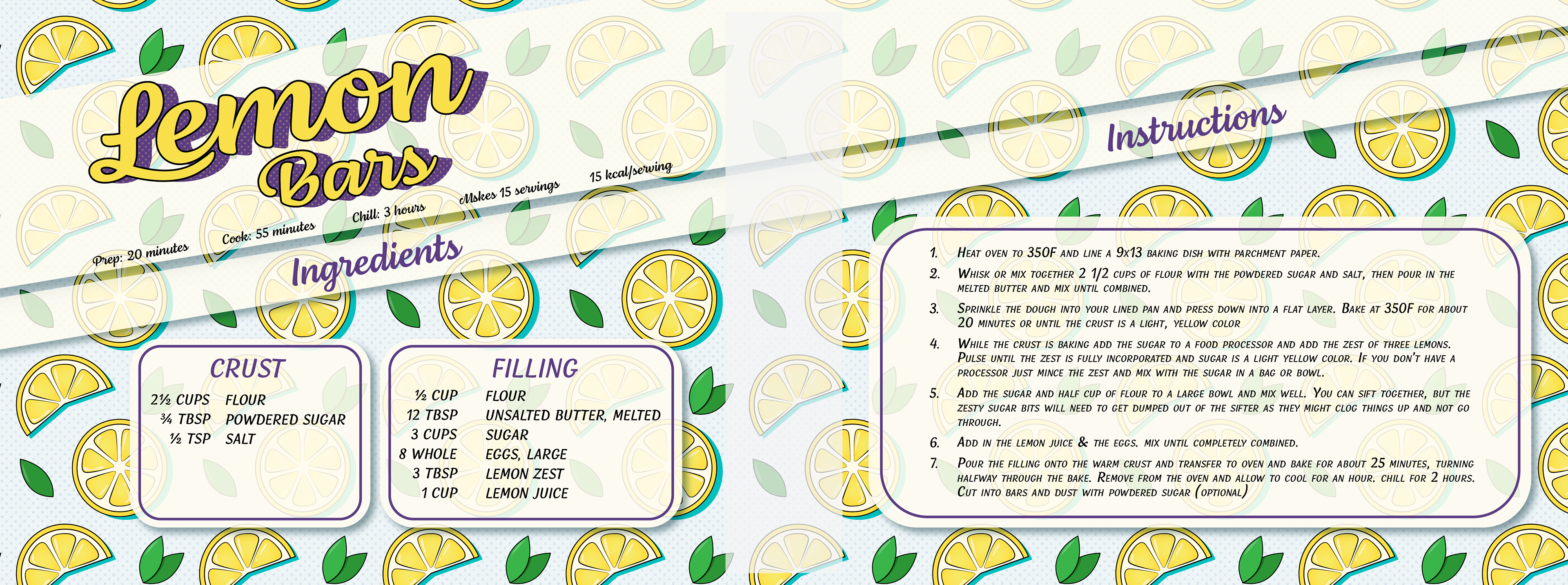 Lemon Bar Recipe Page Illustration