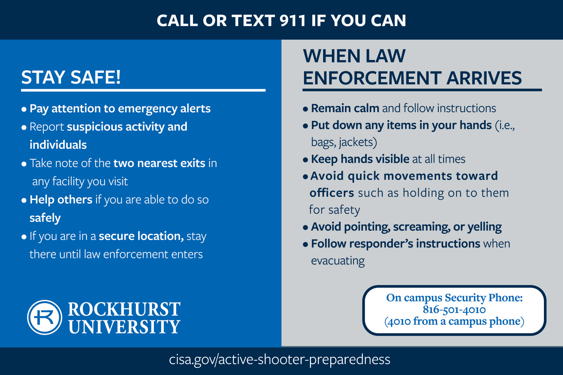 Active Shooter Card - Back