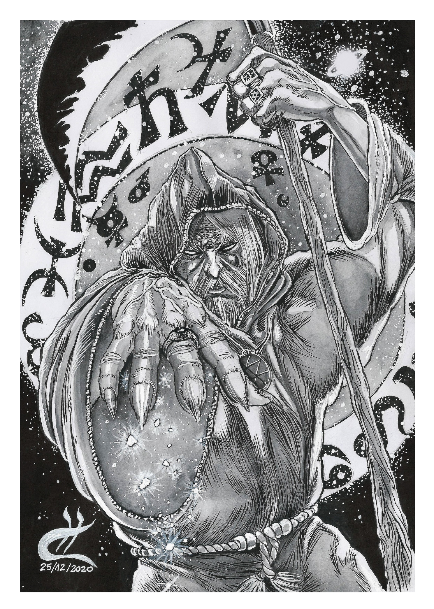 “Crono” • Nanquim e guache sobre Canson 300g • Formato: A4 • março/2020 • Original sem moldura: R$ 600,00