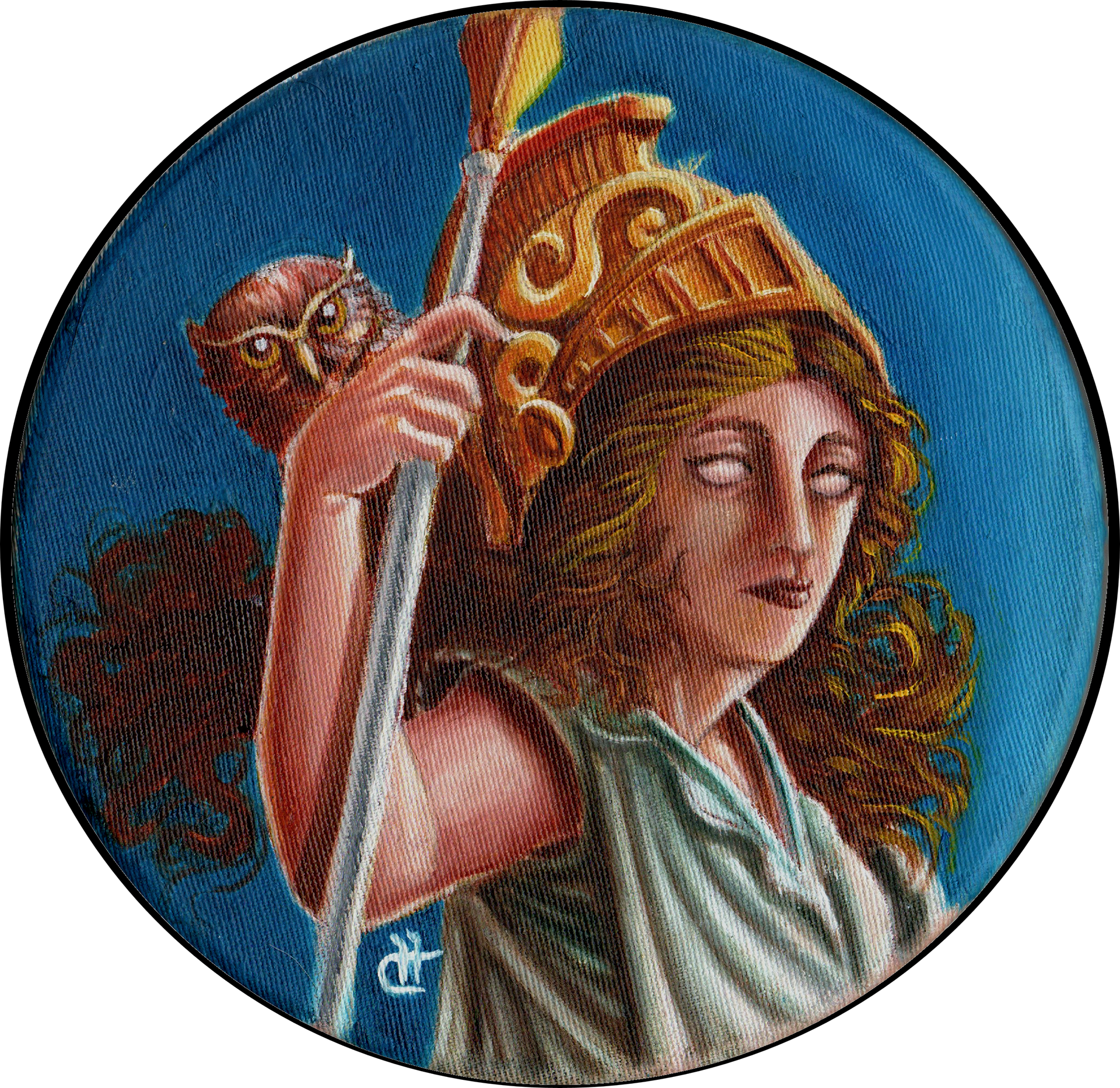 "Sabedoria" • Óleo sobre tela circular • 20 cm de diâmetro • R$ 600,00