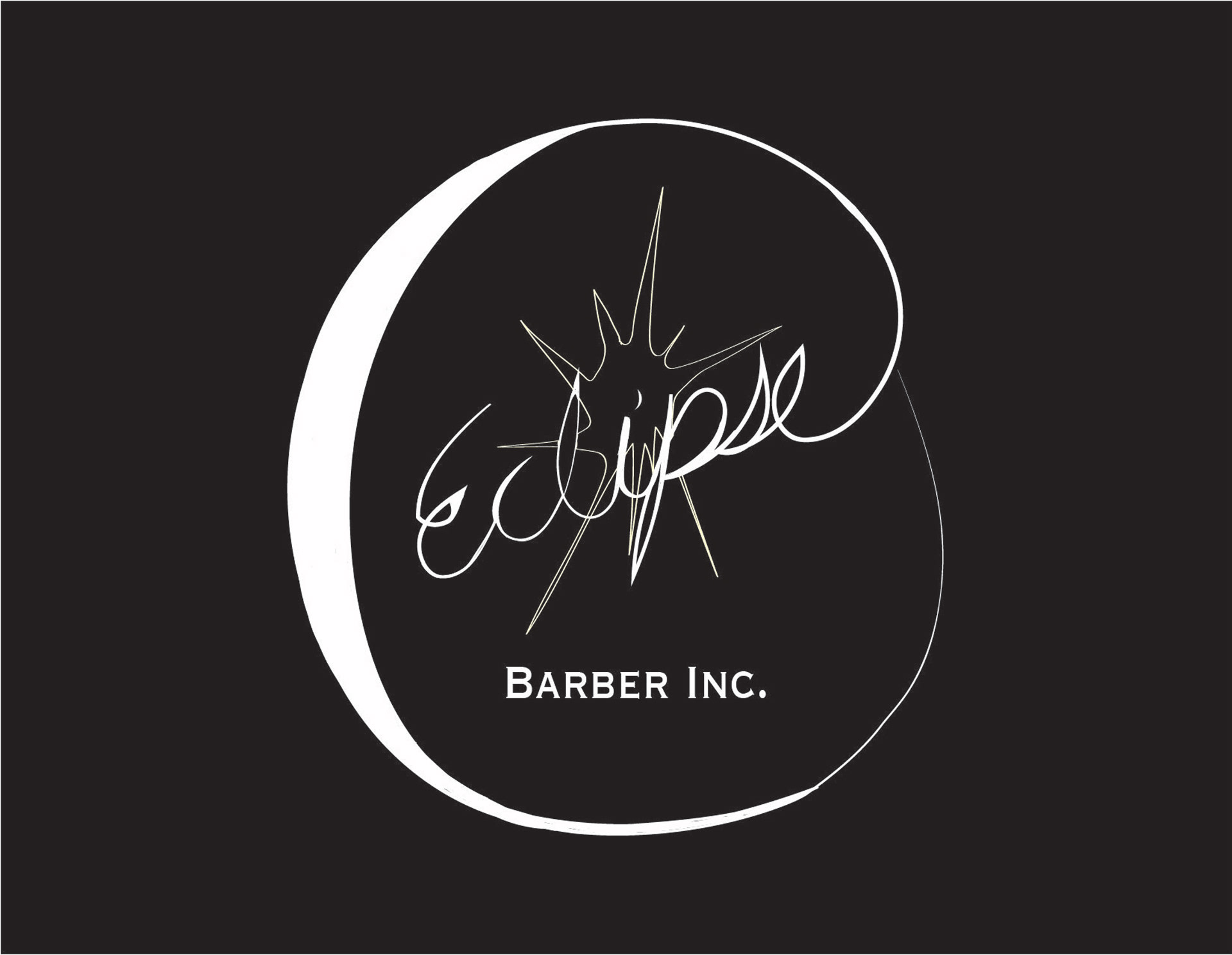 The following is a conceptual logo design made for a local barber shop known as "Eclipse Barber Inc.'