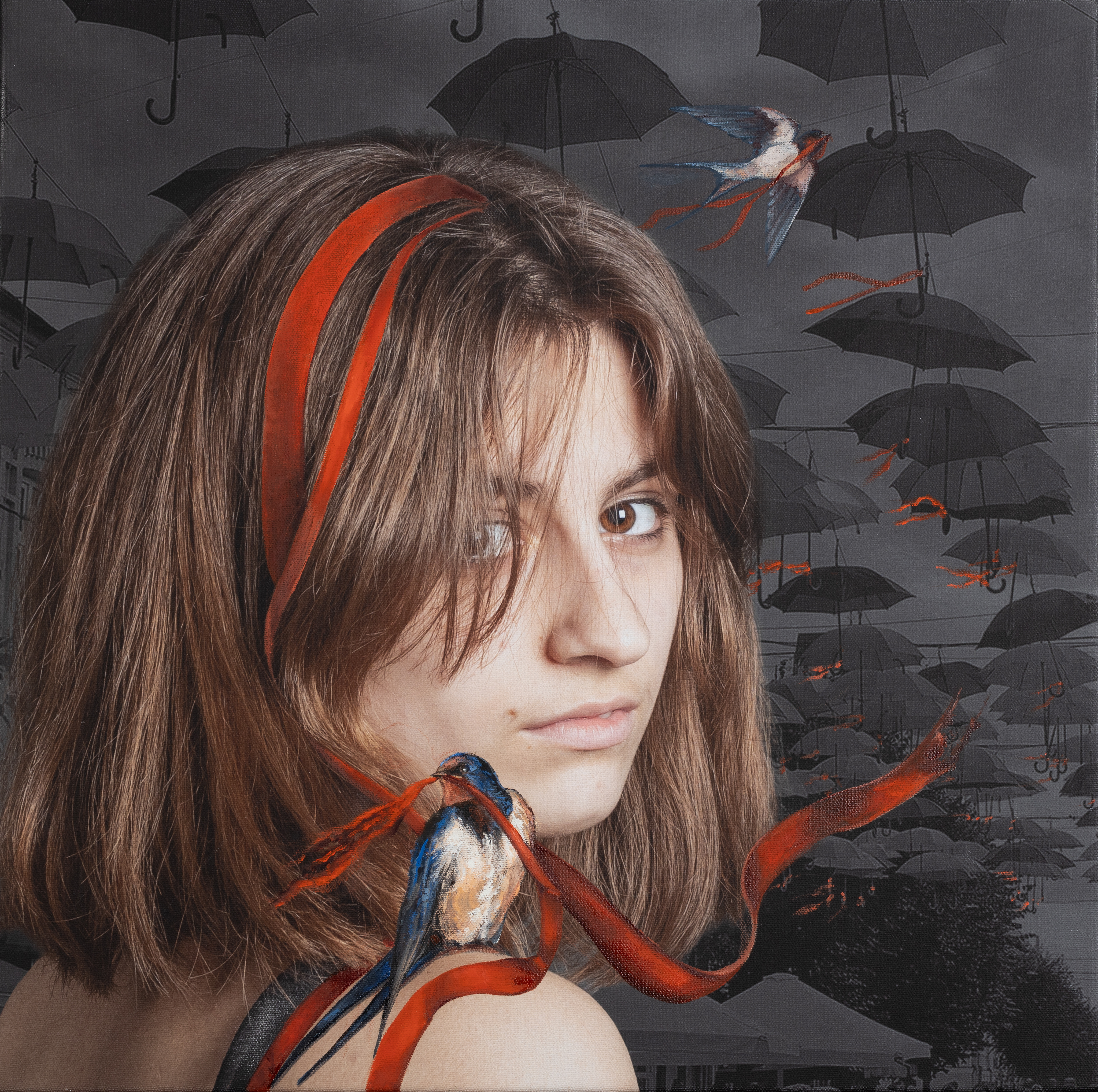 "Zhytomyr" Illya Bel, Olena Vishnevska, Canvas, photo print, oil 50 x 50 cm.