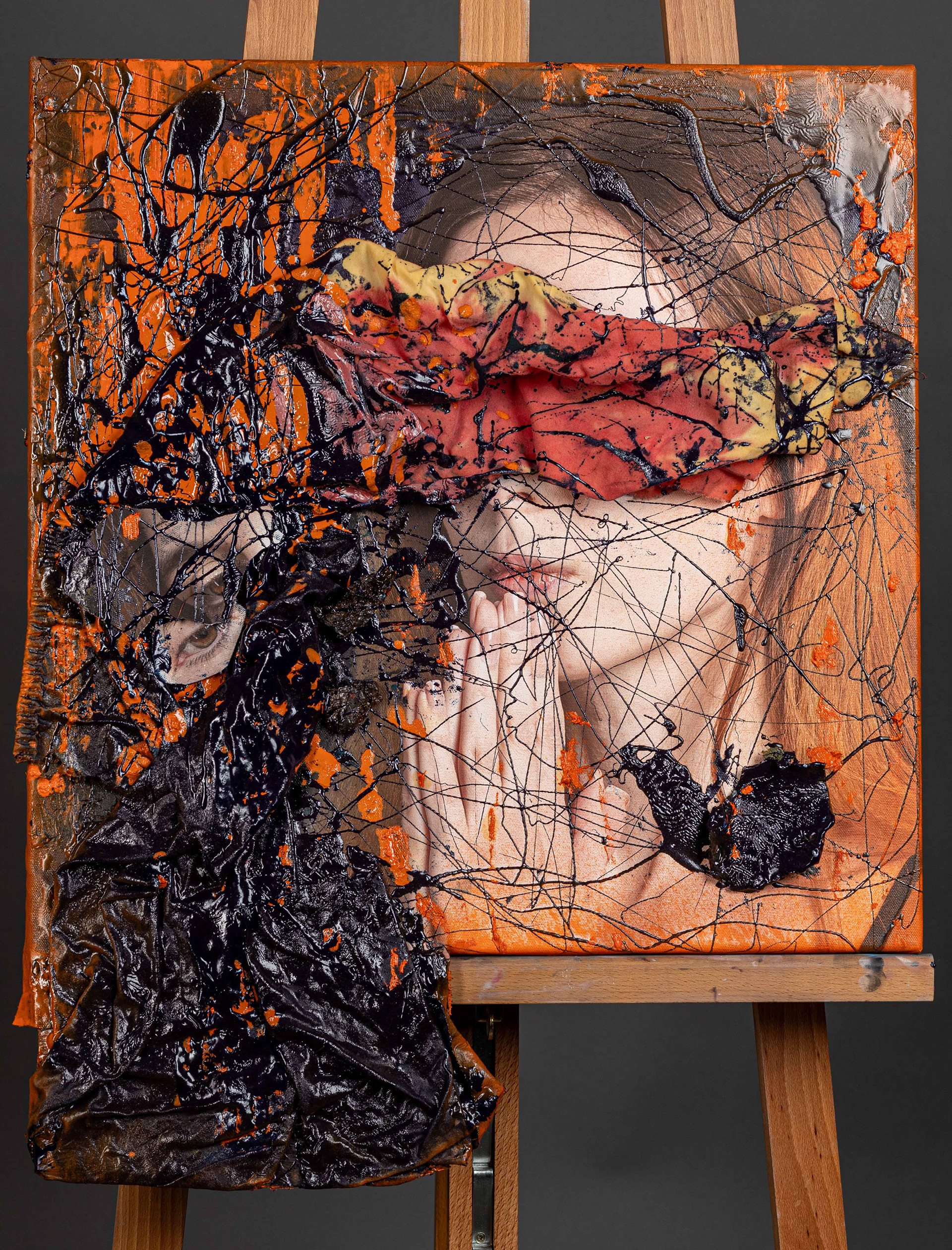 "Kamianets" Illya Bel, Dmytro Dobrianskyi, Canvas, photo print, oil, assemblage 50 x 50 cm.