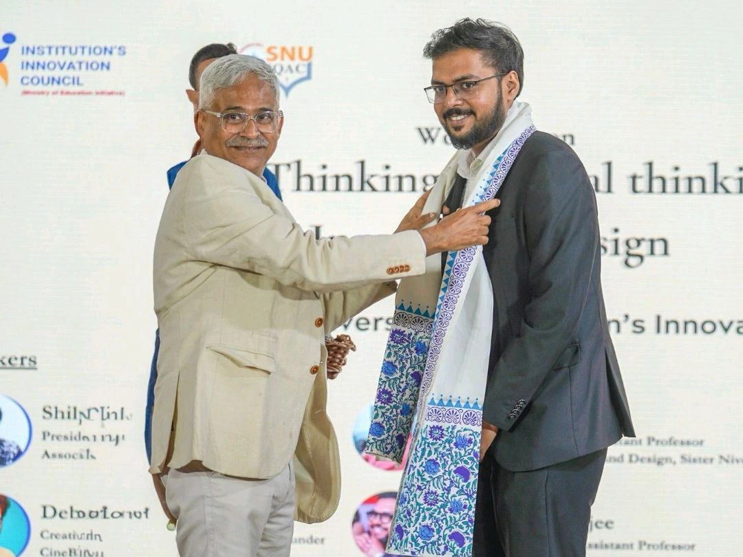 Being felicitated at SNU, Kolkata