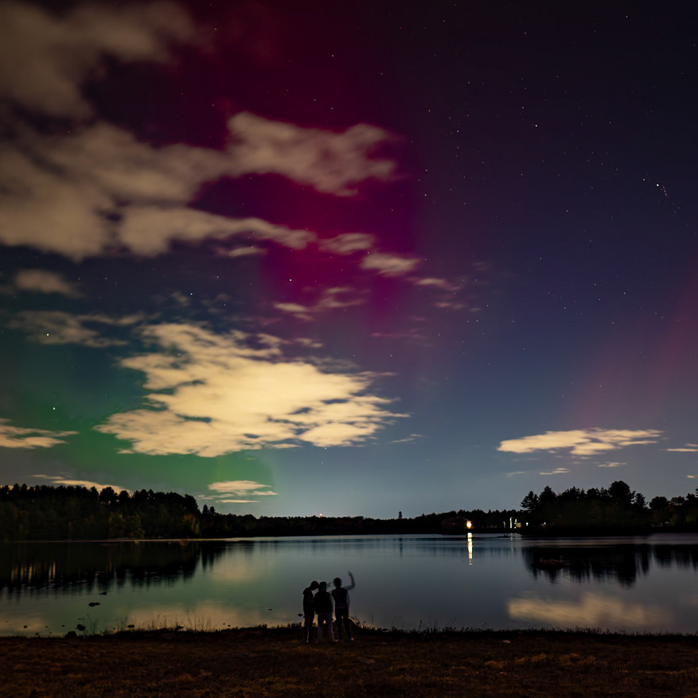 Back home, I rushed to Weston Ma on October 10, 2024 when I heard reports of aurora activity nearby. Lots of other suburbanites rushed there too. It was hard to see without a camera or smartphone.