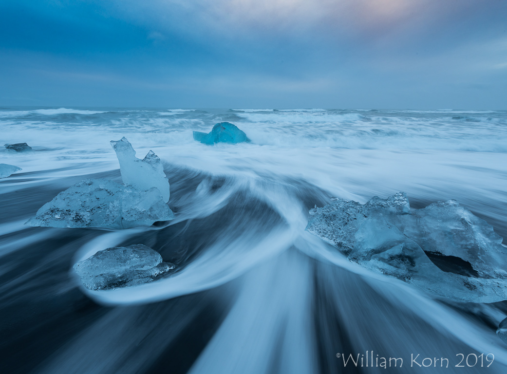 Diamond Beach, where chunks of glacial ice wash up on the black sand