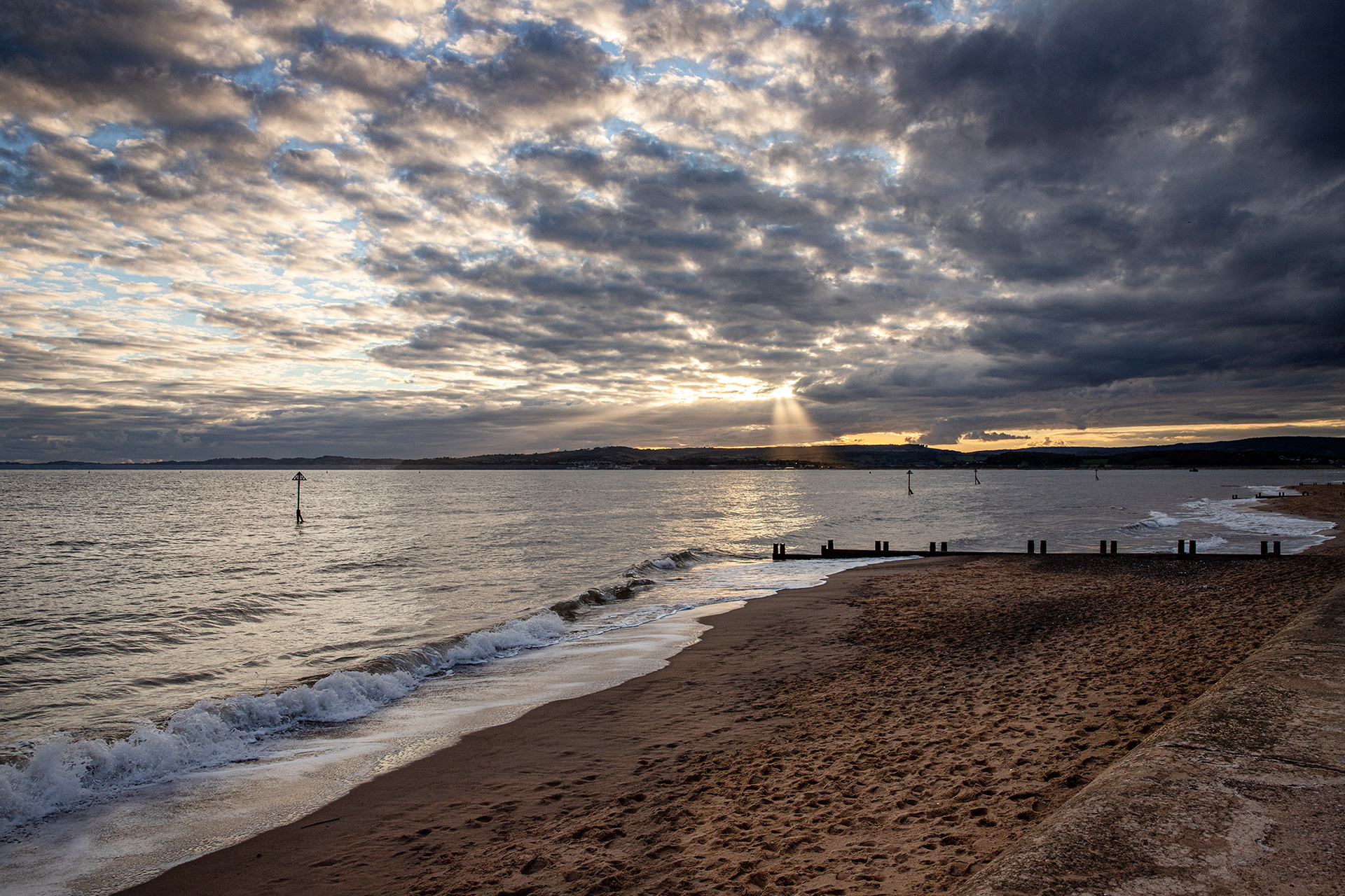 Moody autumn sunset at Exmouth, Devon