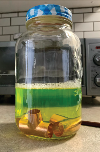 Letting Copper soak in ammonia for 15mins.