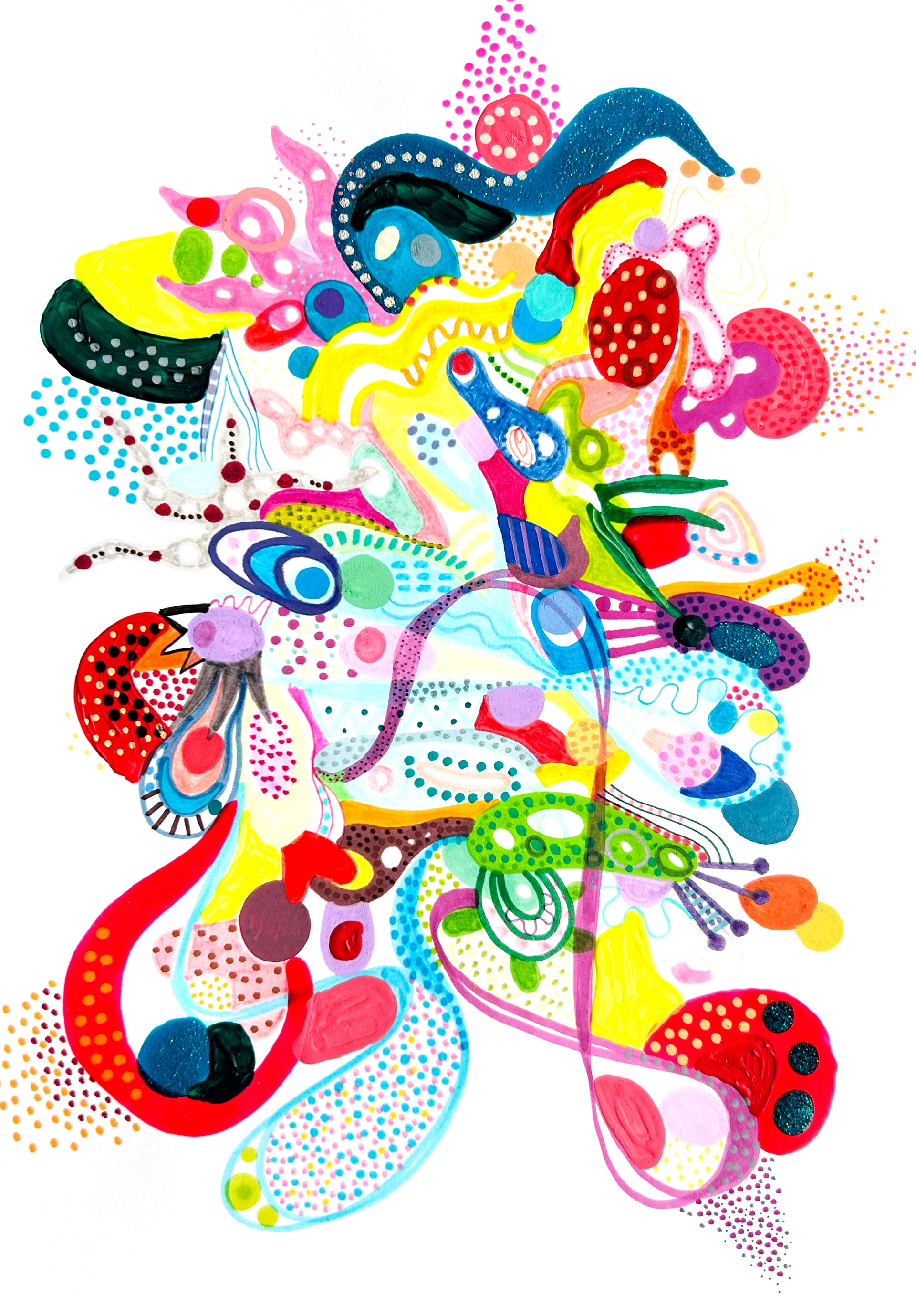 "Premier rendez-vous . Mixed media sur papier 21 x 29,7 cm