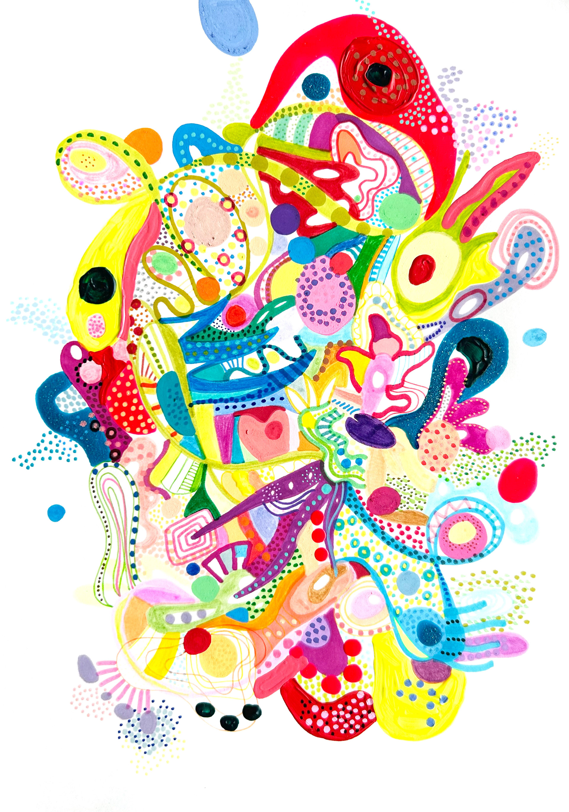 "Ami.e imaginaire" . Mixed media sur papier 21 x 29.7 cm
