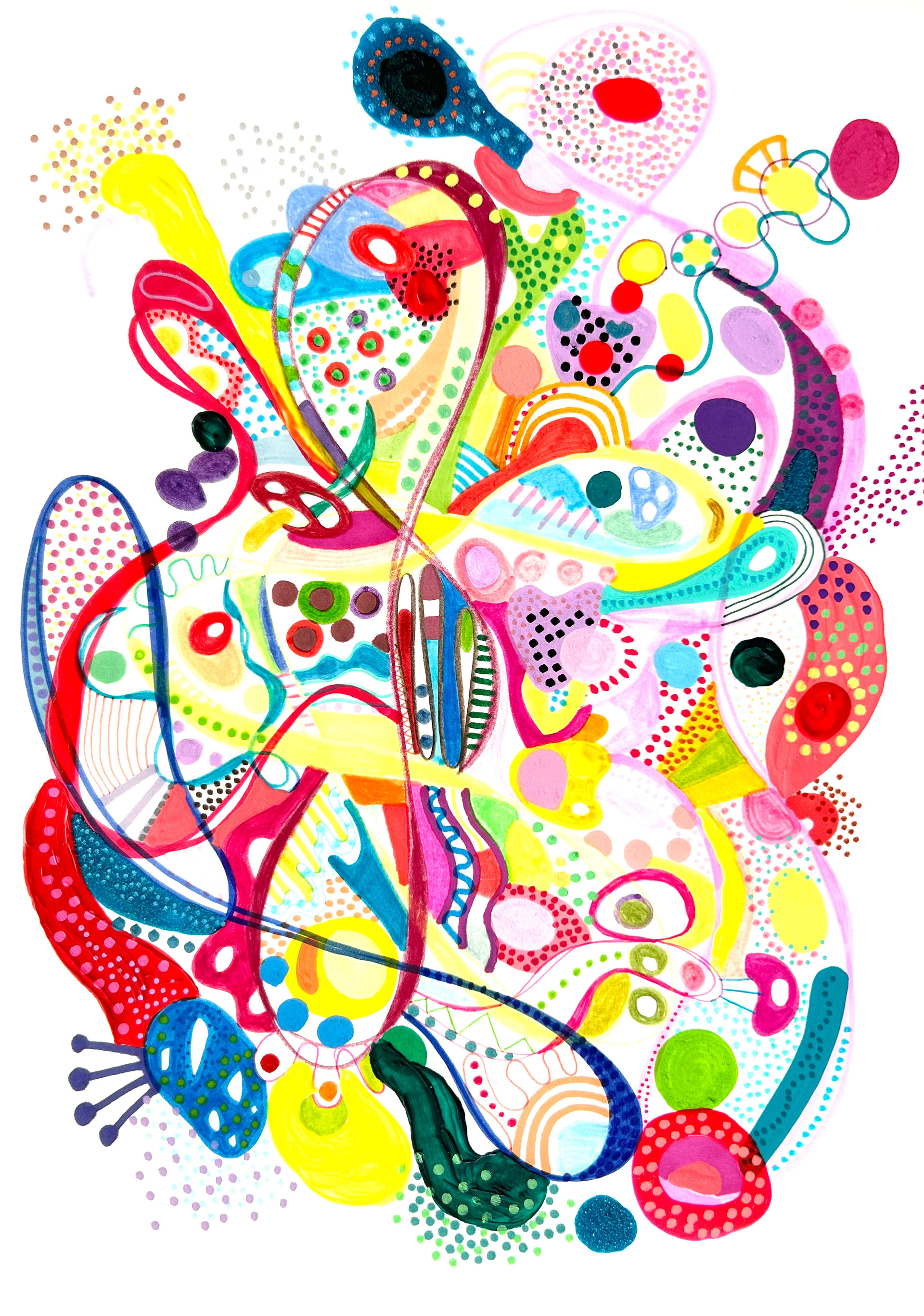 "Grandir" . Mixed media sur papier 21 x 29,7 cm