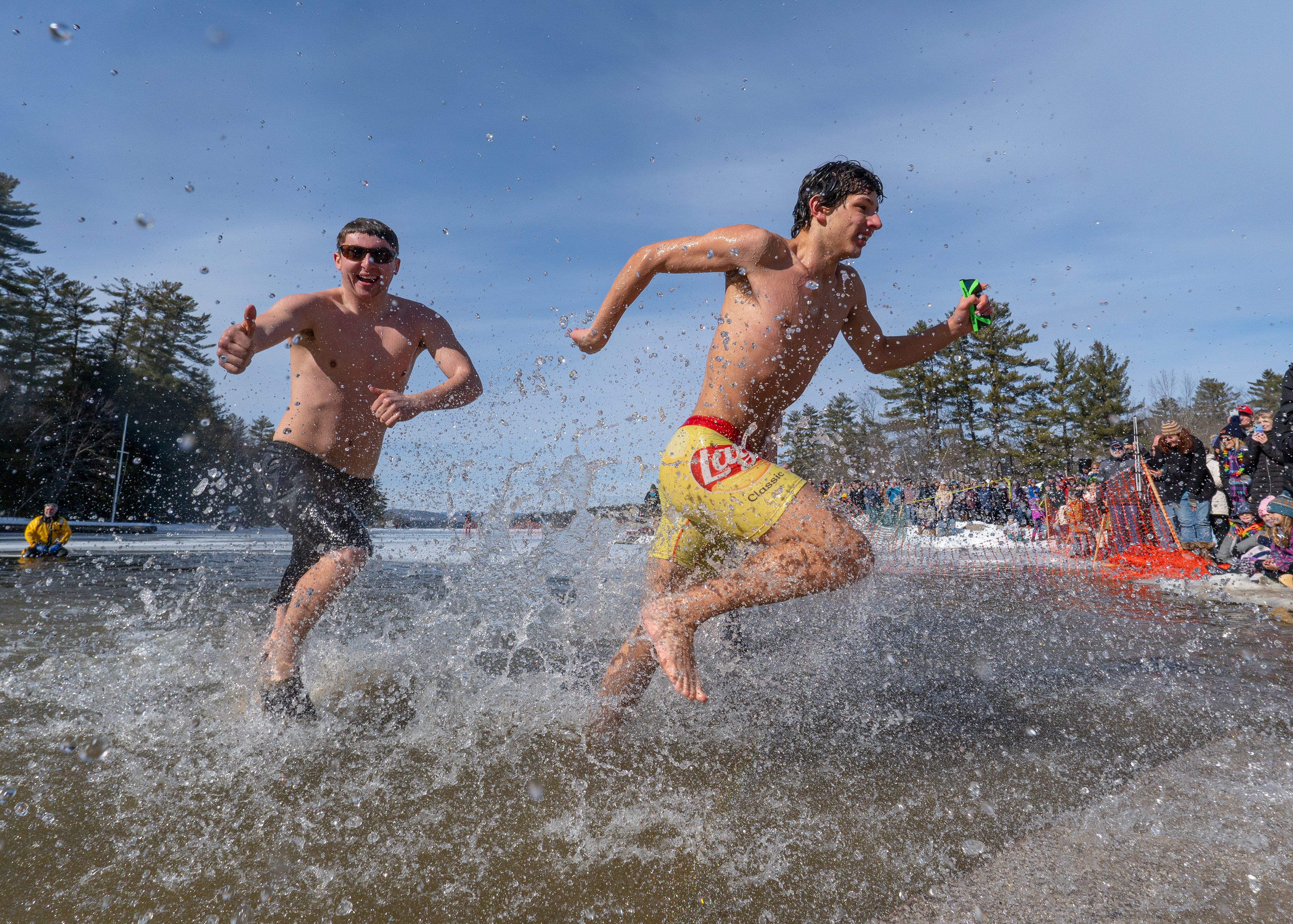 Jumping in a frozen lake for charity. A great, if chilly cause!