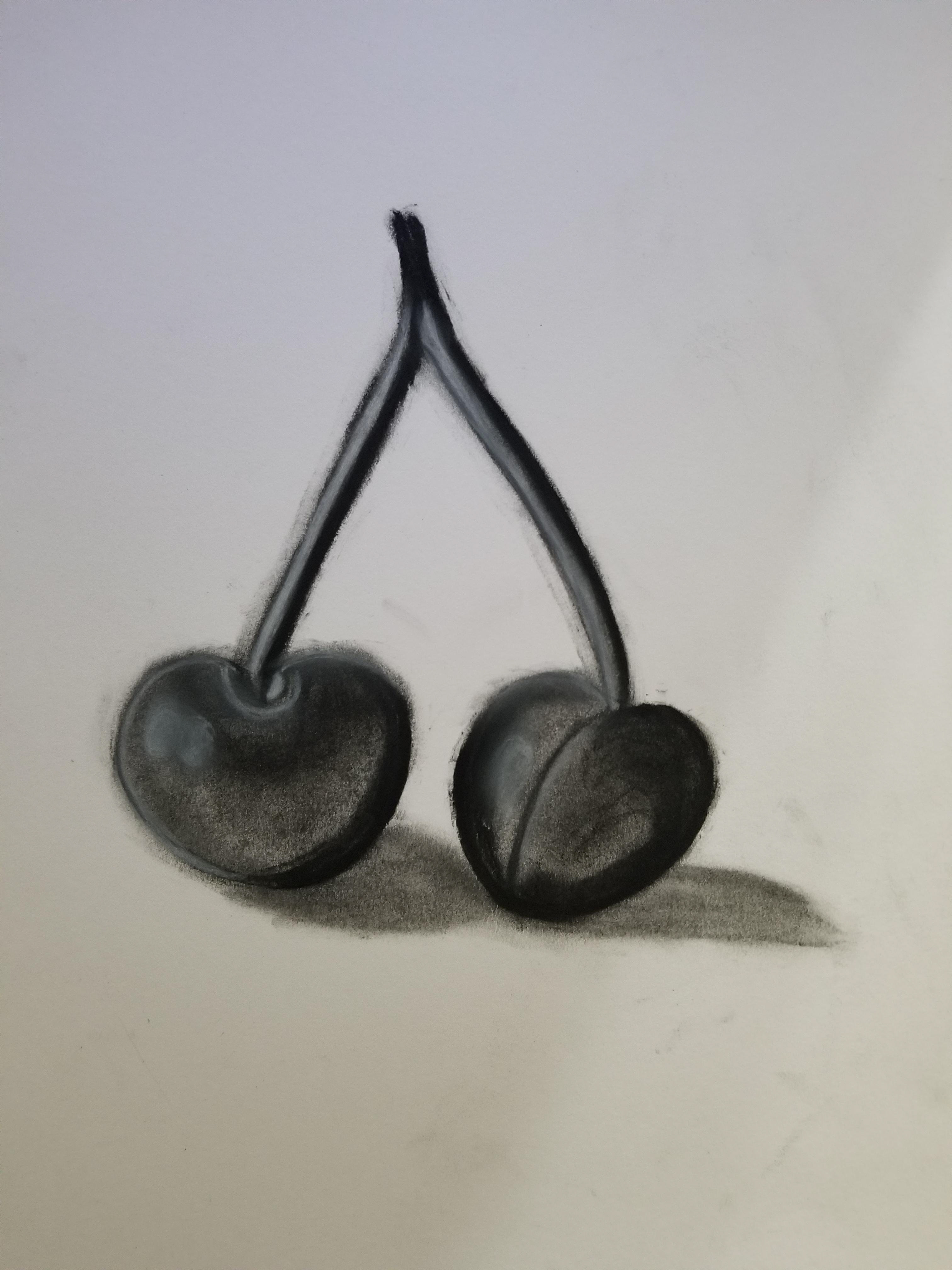 Charcoal sketch of a Pair of Cherries