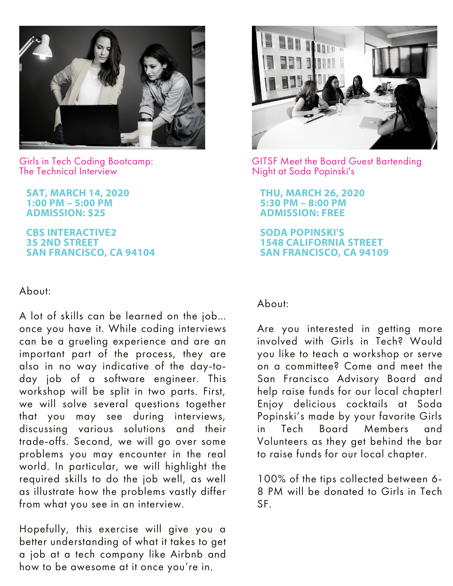 Girls In Tech San Francisco, Events