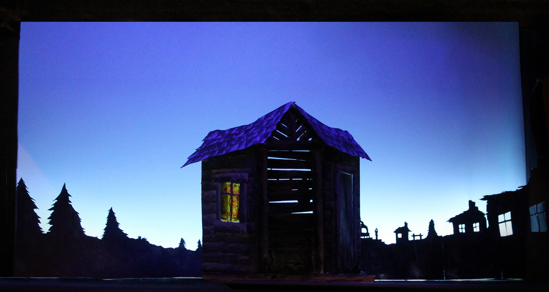 1/2" Model of Tevya's House Scene: Card-stock Model, Painted with Acrylic