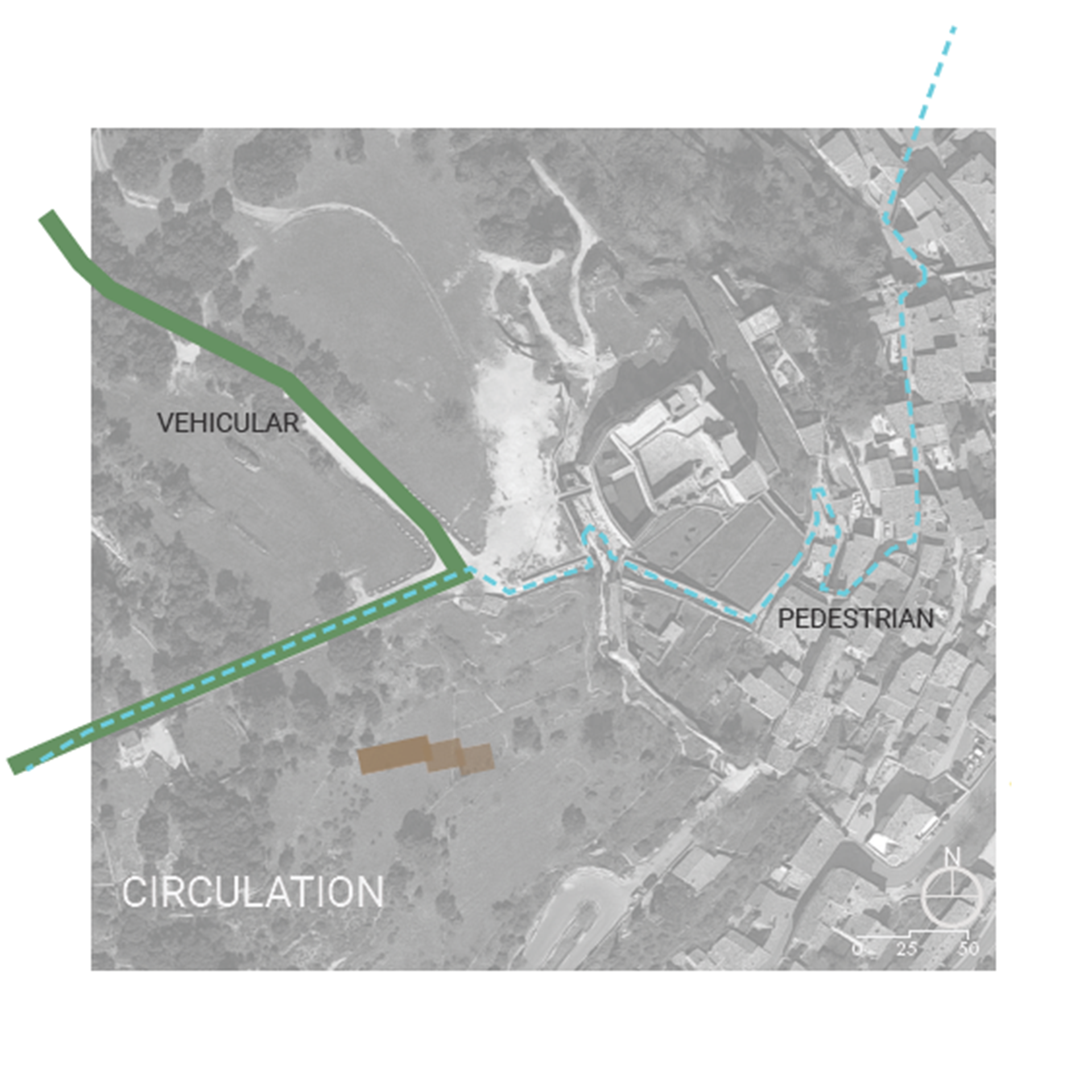 Circulation Site Analysis; created with Photoshop and Indesign