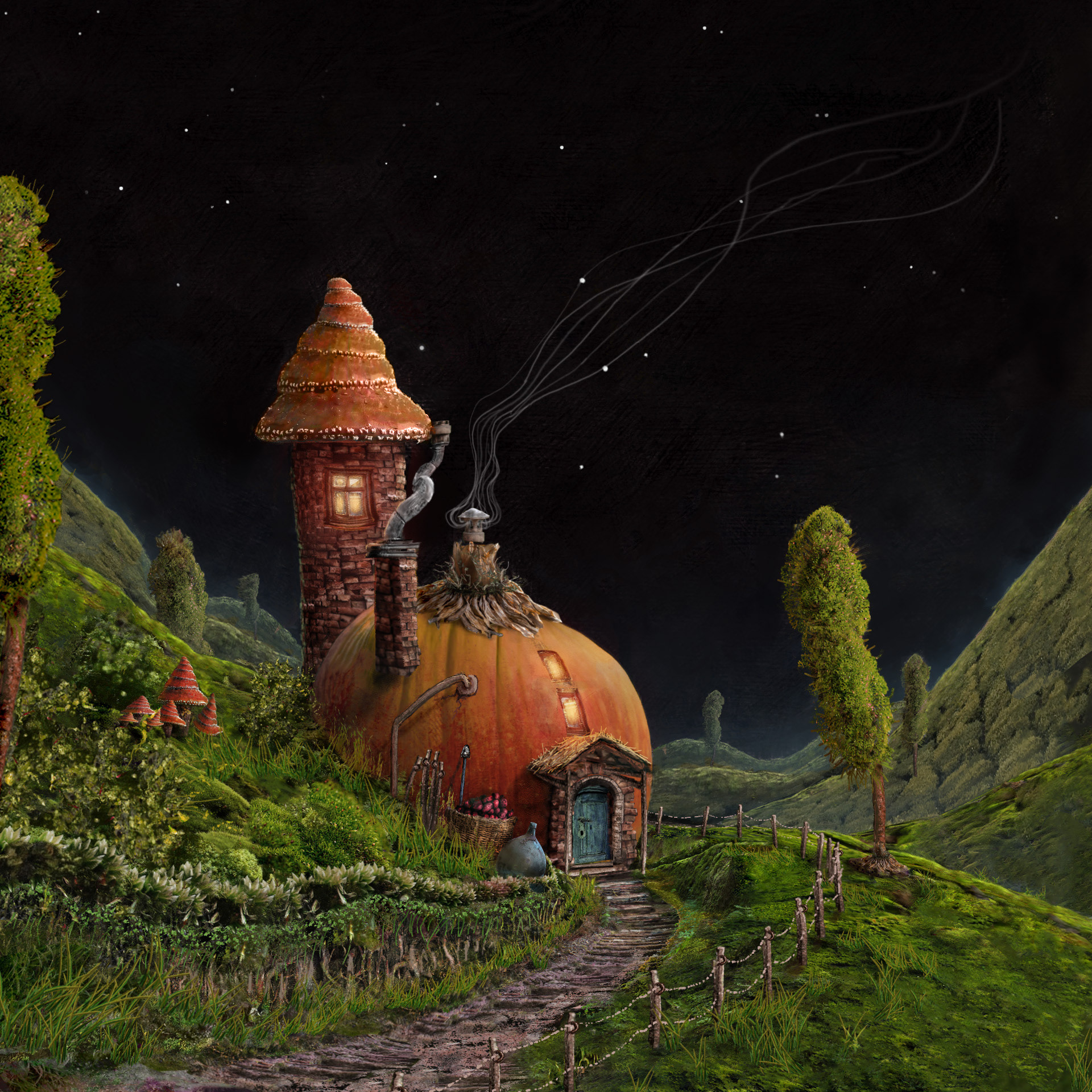 A Samorost inspired illustration made using a mix of photo-bashing and digital painting