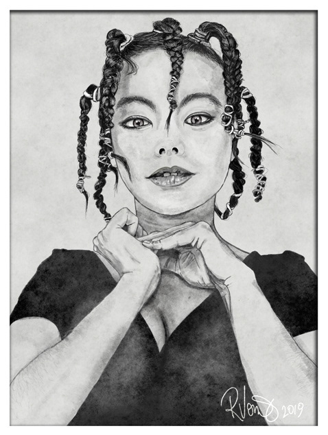 painting of pop singer Bjork