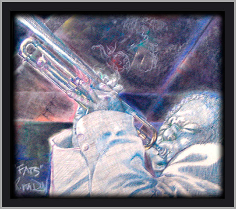 multi media illustration of Theodore Fats Navarro trumpet player