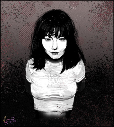 digital painting of pop singer Bjork