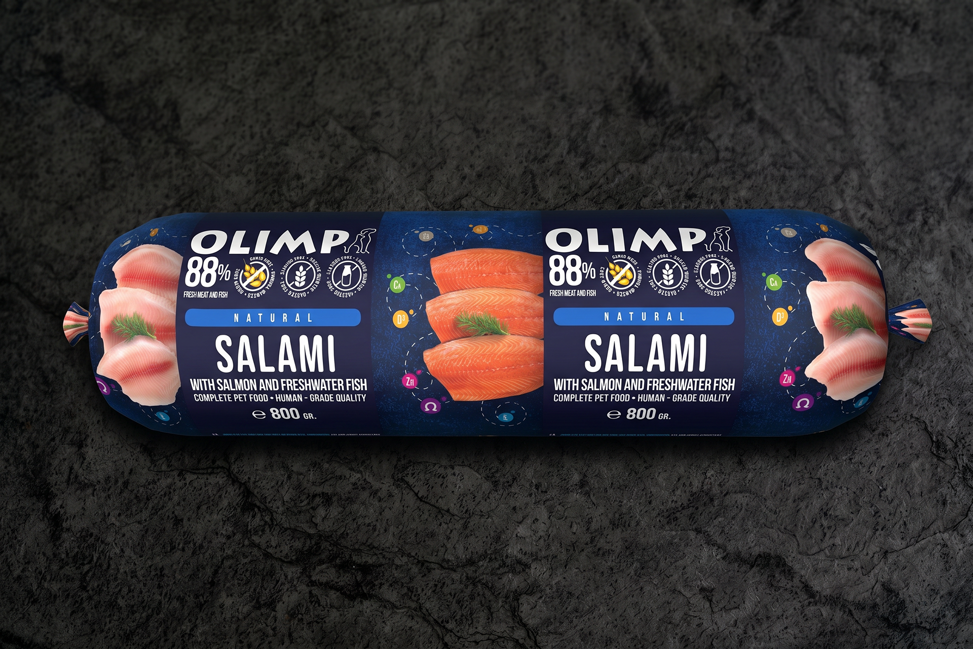 New fish pet food salami