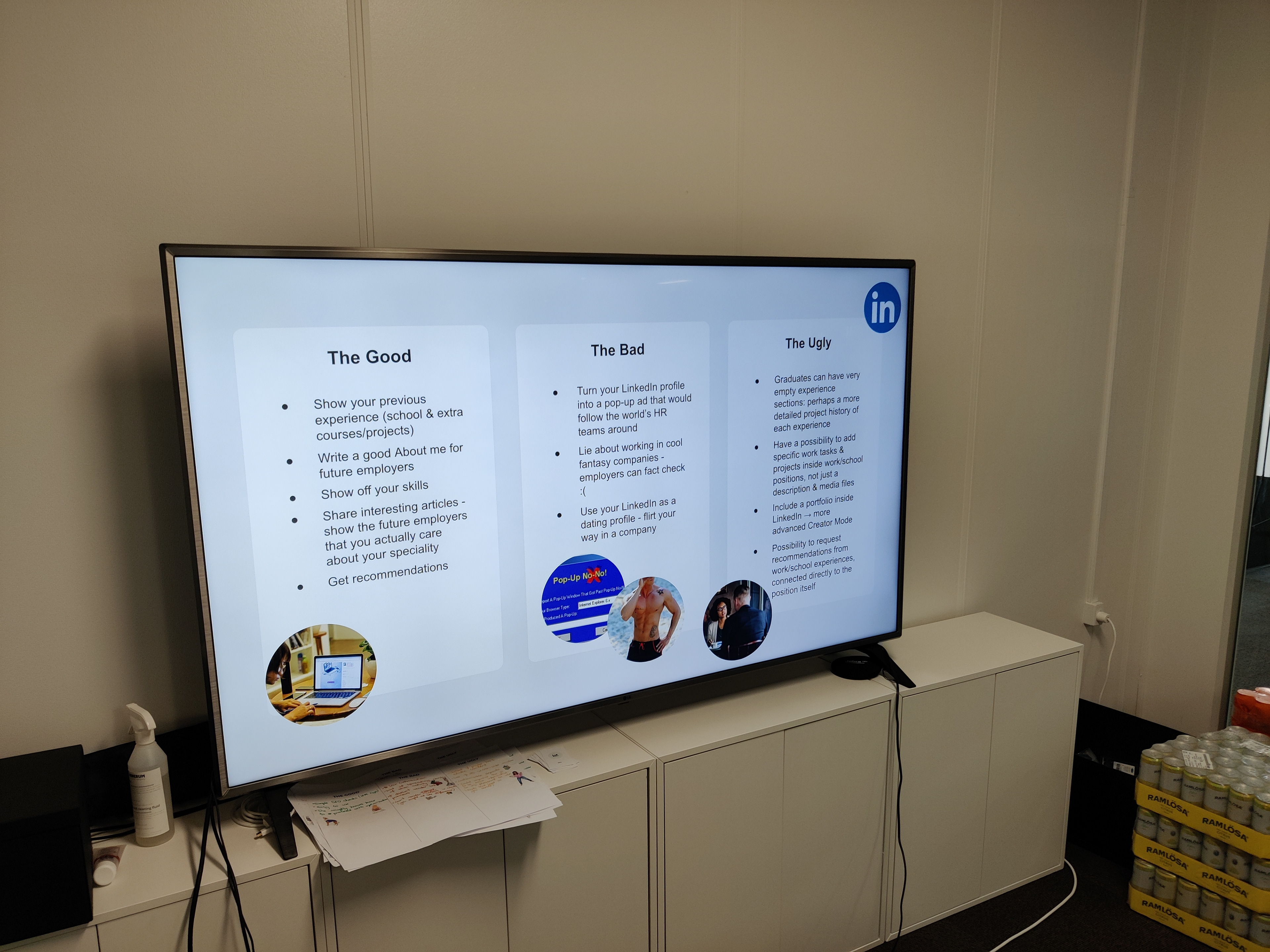 Presentation shown on TV screen