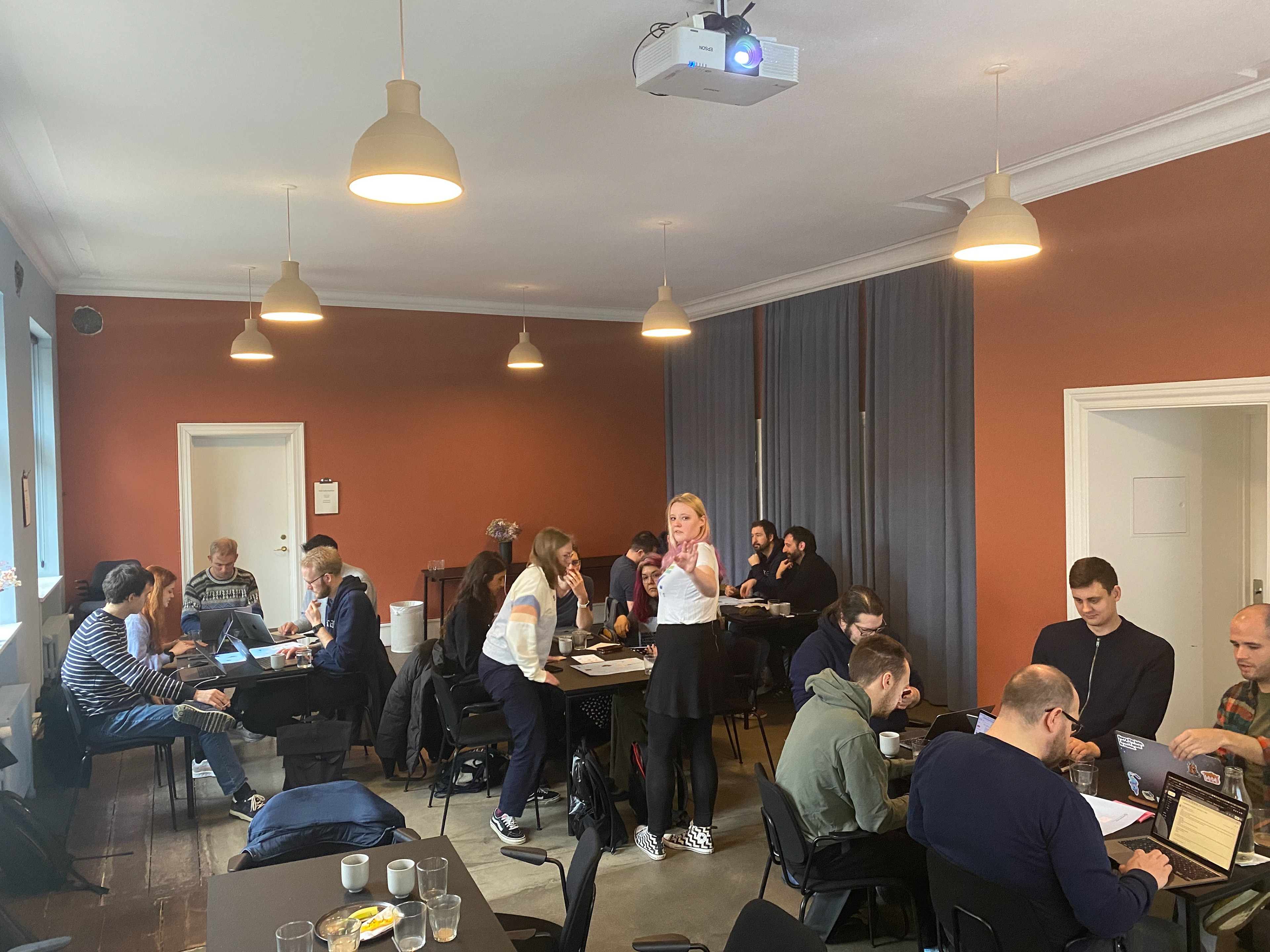 A room full of workshop participants.