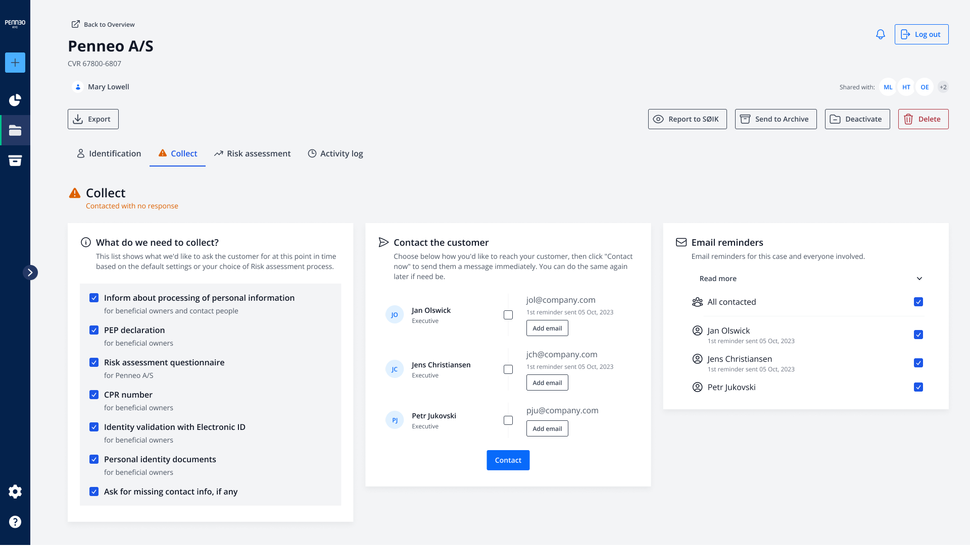 A list of documentation and possibility to contact people.