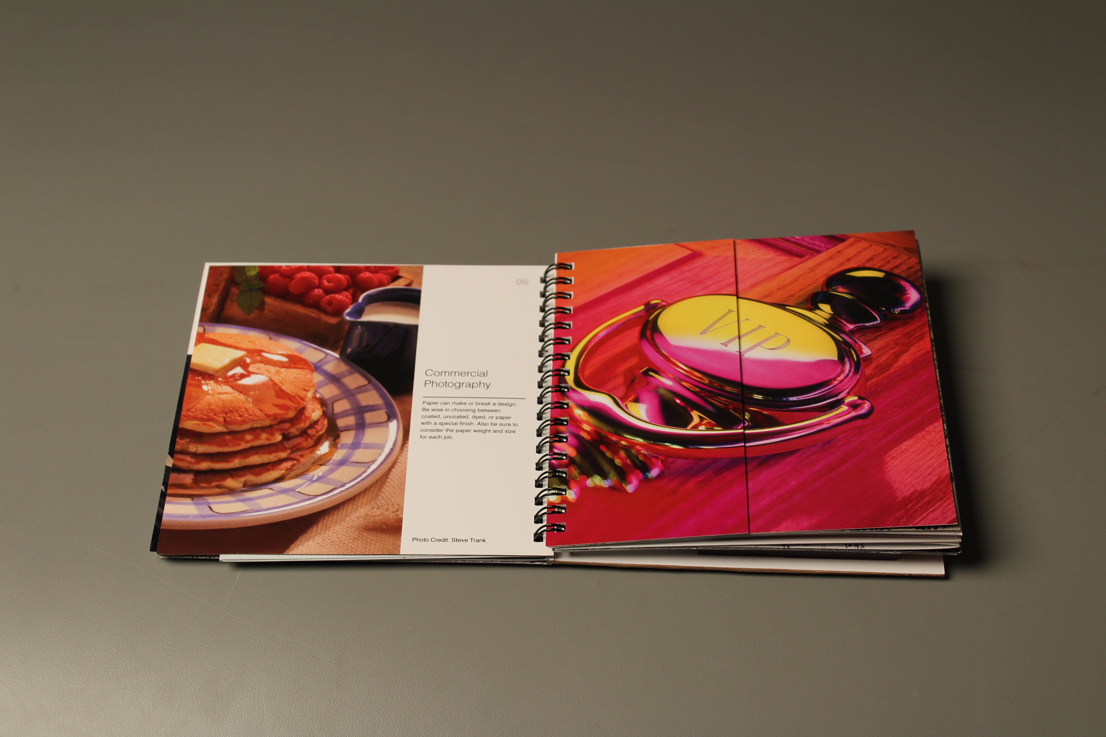 Example of printing on coated (left) vs uncoated paper (right)