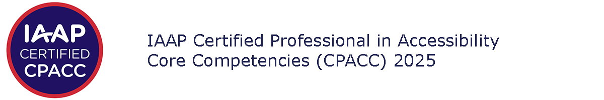 Logo. IAAP Certified Professional in Accessibility Core Competencies (CPACC) 2025