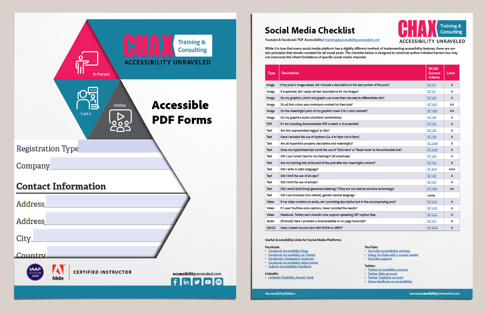 Chax manual and handout in their original brand