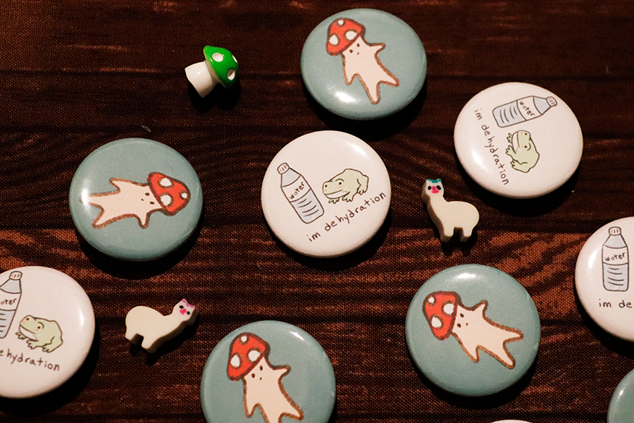 Silly Mushroom and Frog Meme Buttons