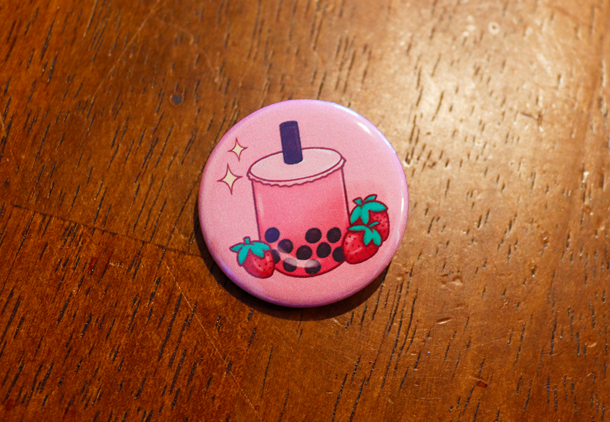 Strawberry Boba Button