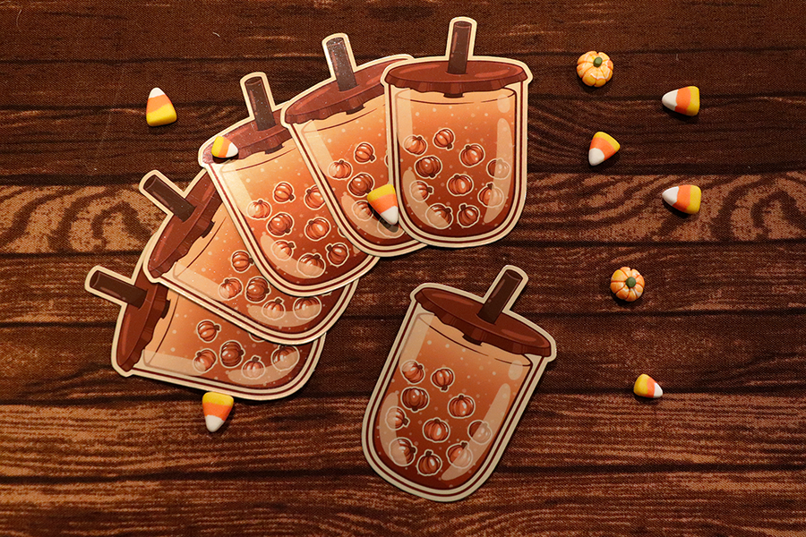 Pumpkin Boba Stickers