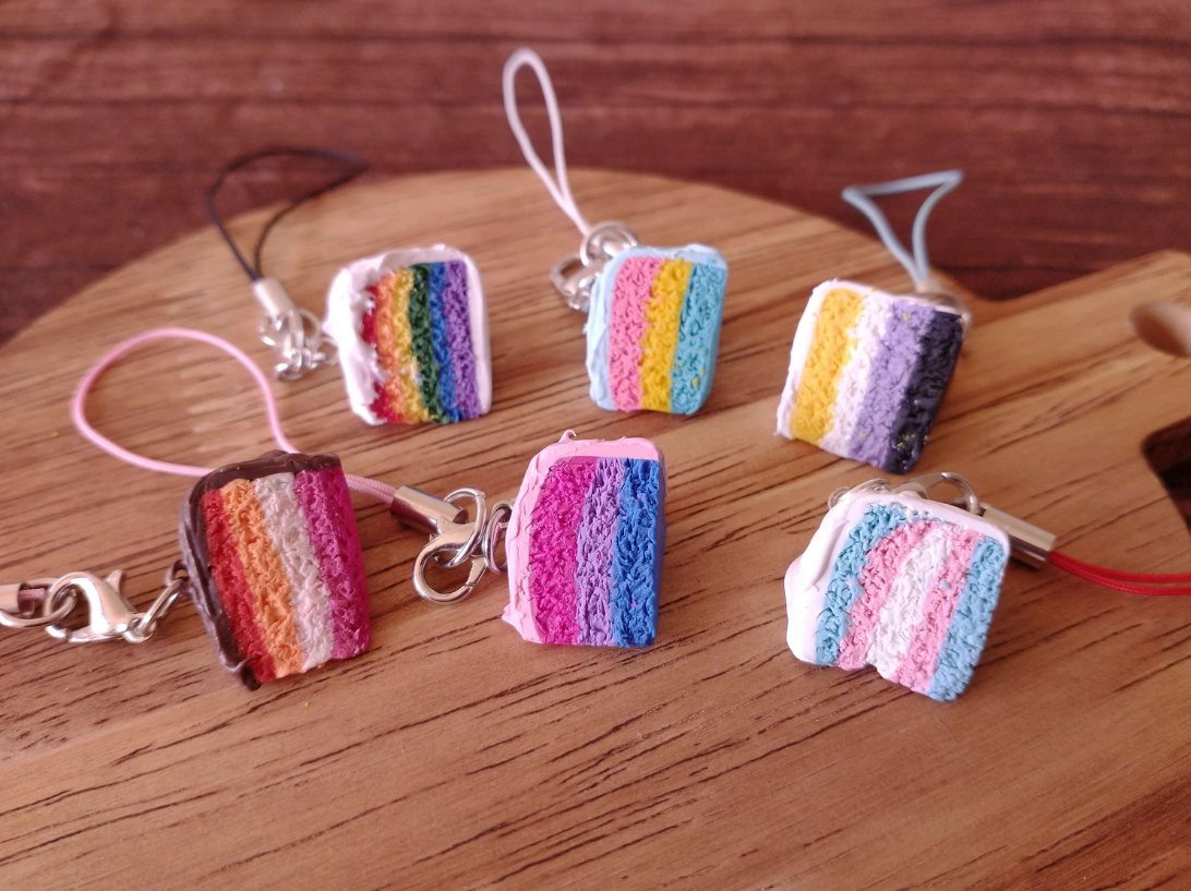 Pride Cake Clay Keychains