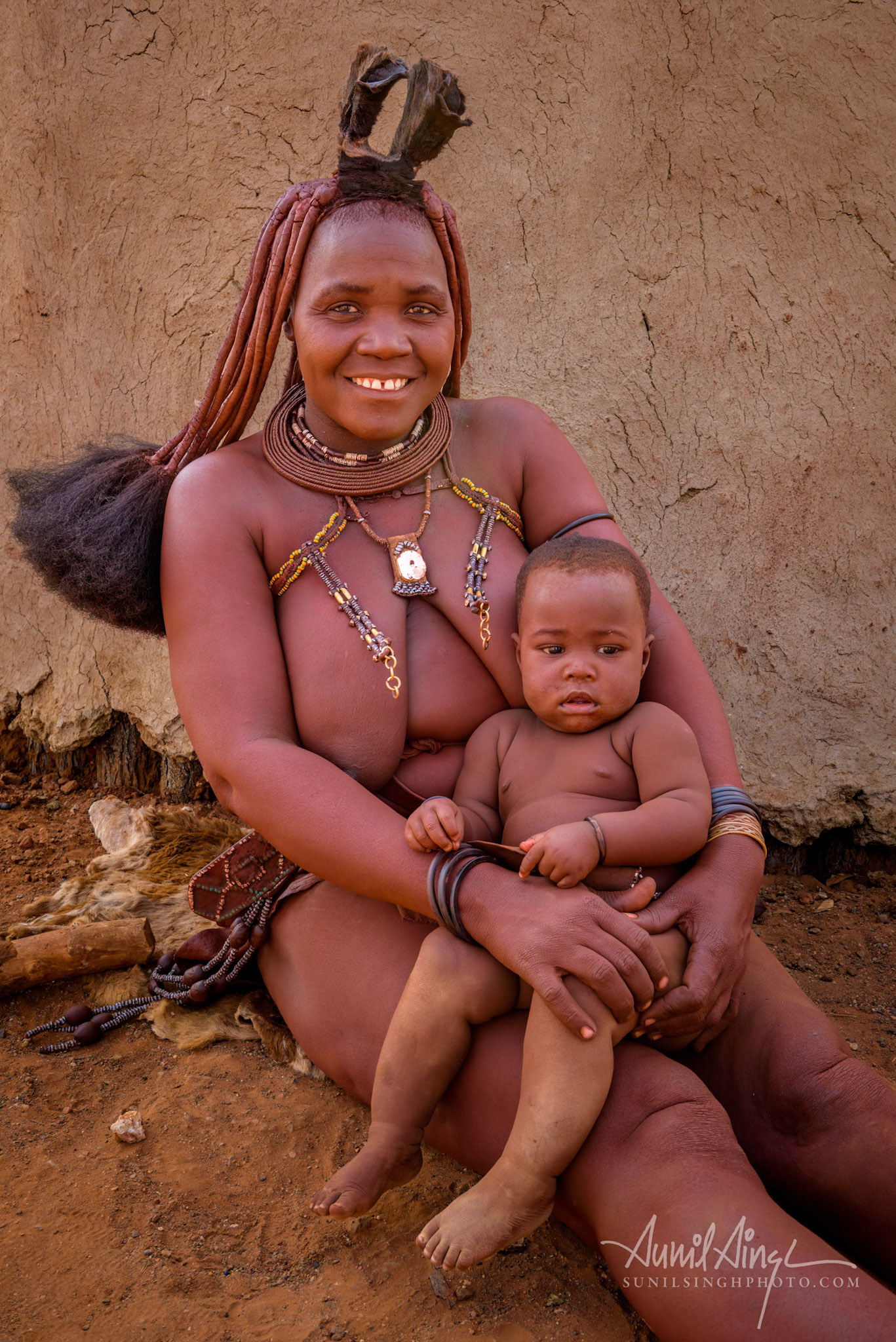 Himba Tribe Woman and child, Etosha, Namibia