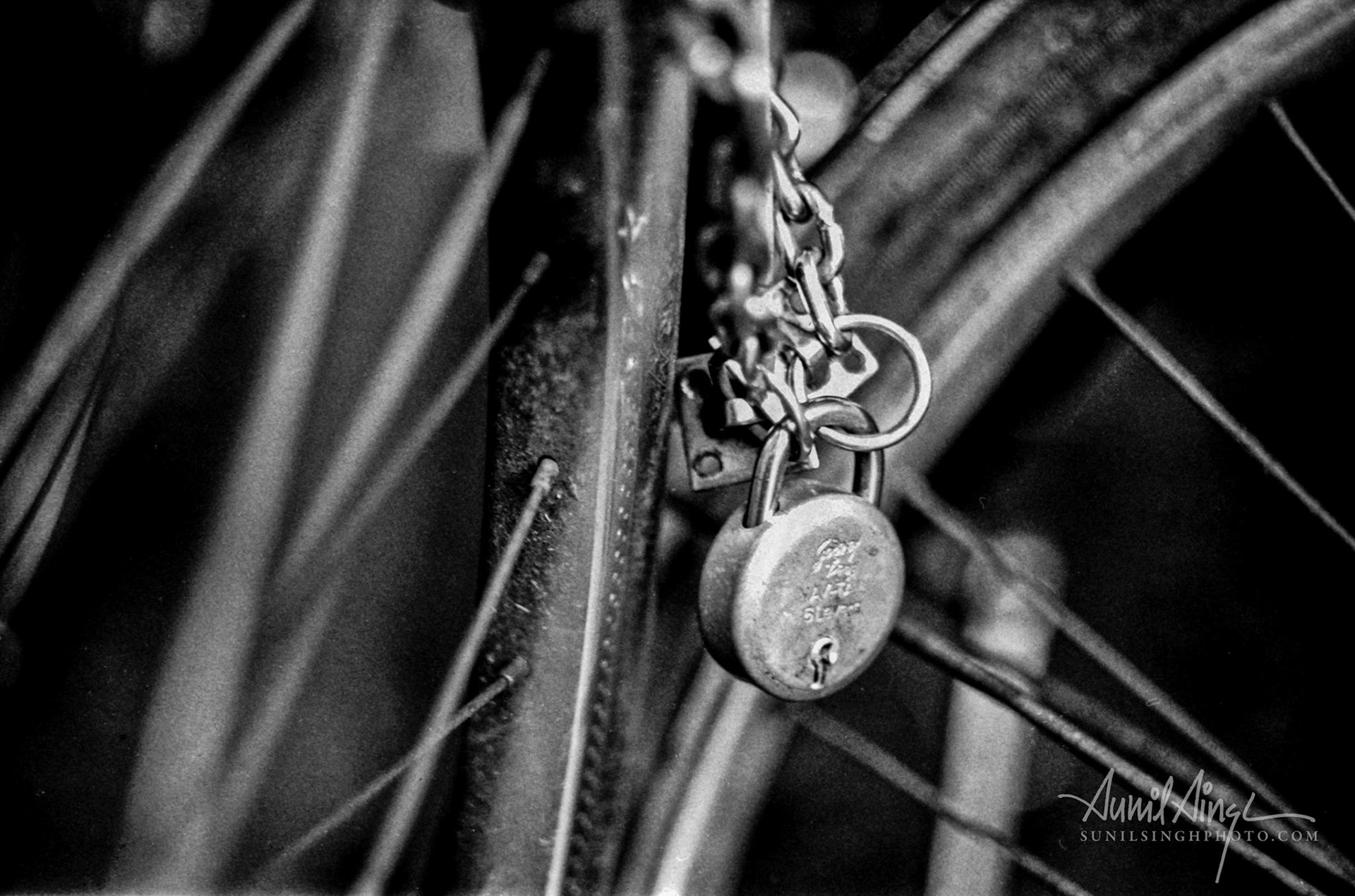 Bike with a padlock, Mumbai, India