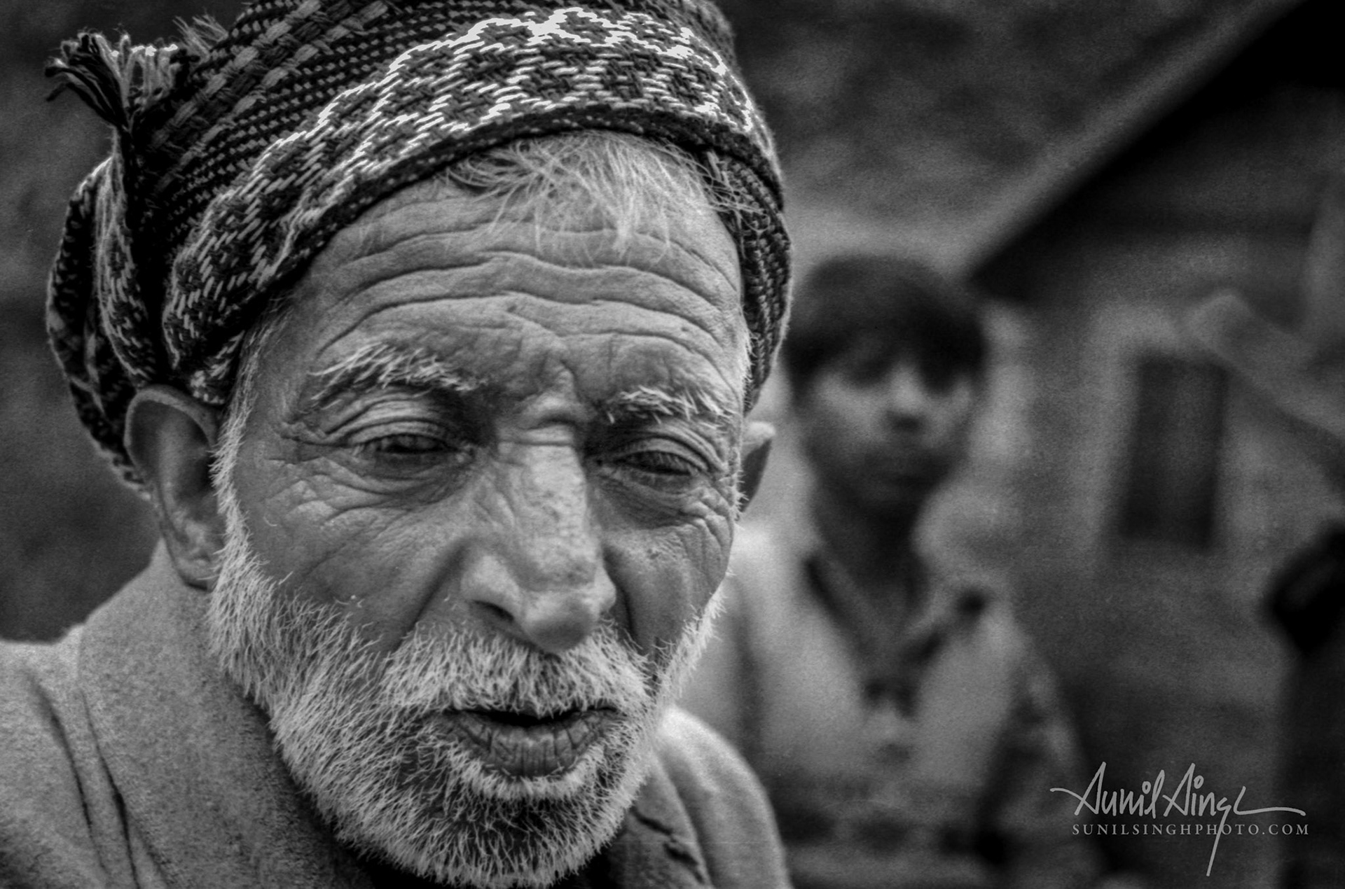 Old man and grandson, Himalayas, India