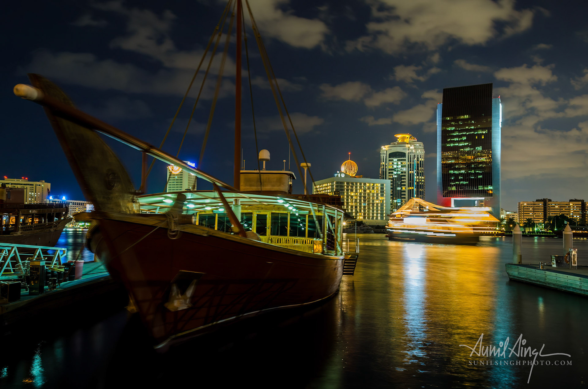 A boat in harbor, Dubai, UAE