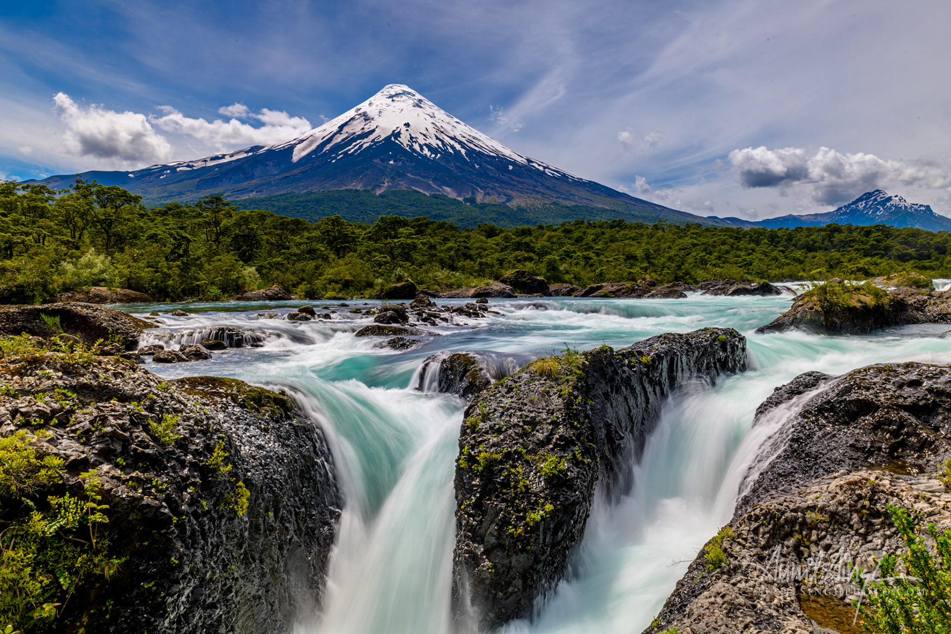 Petrohué Waterfalls, Vicente Pérez Rosales National Park, Lake District, Chile