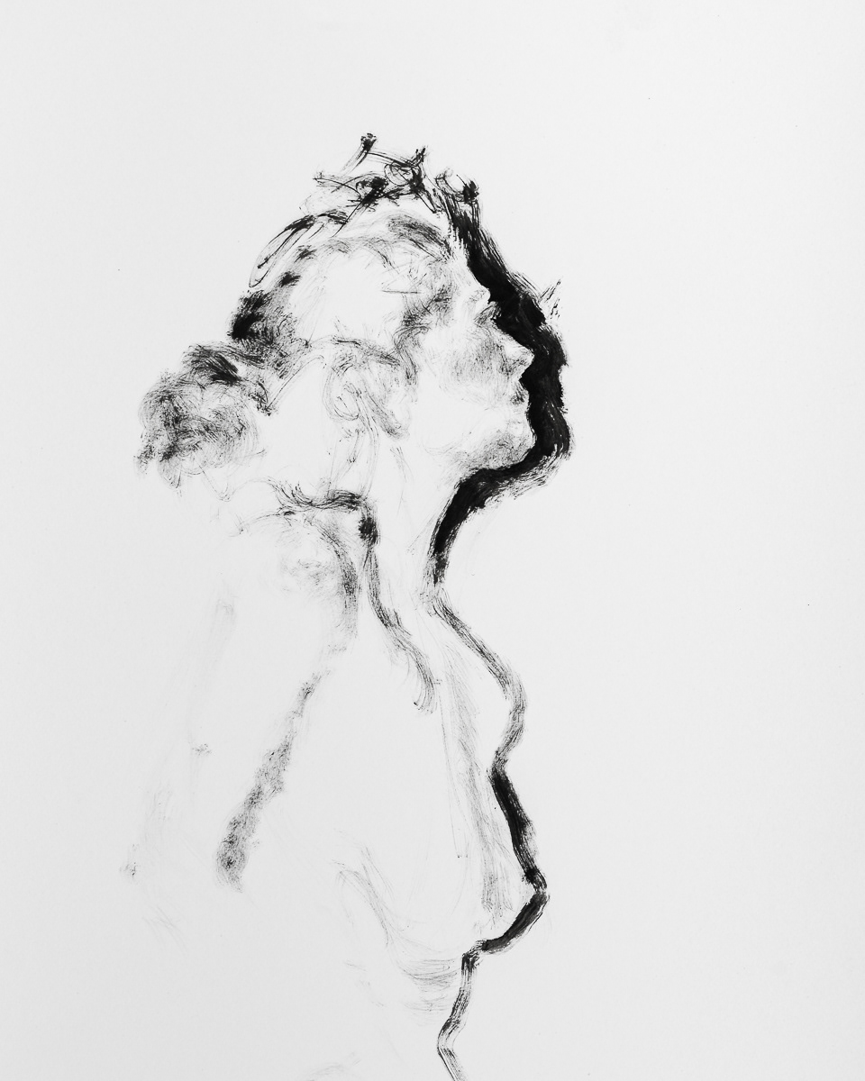 Untitled (Profile ii) (2017), ink on paper, 19x24in