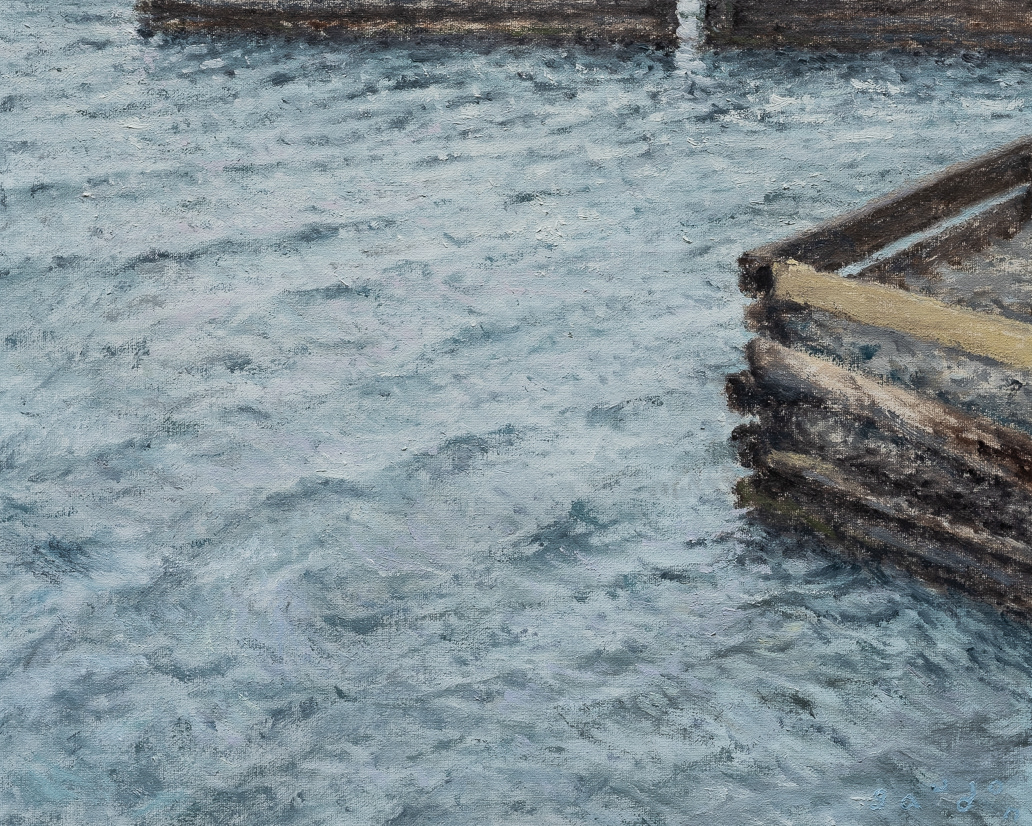 Ocean, morning clouds (2022), oil on canvas, 16x20in