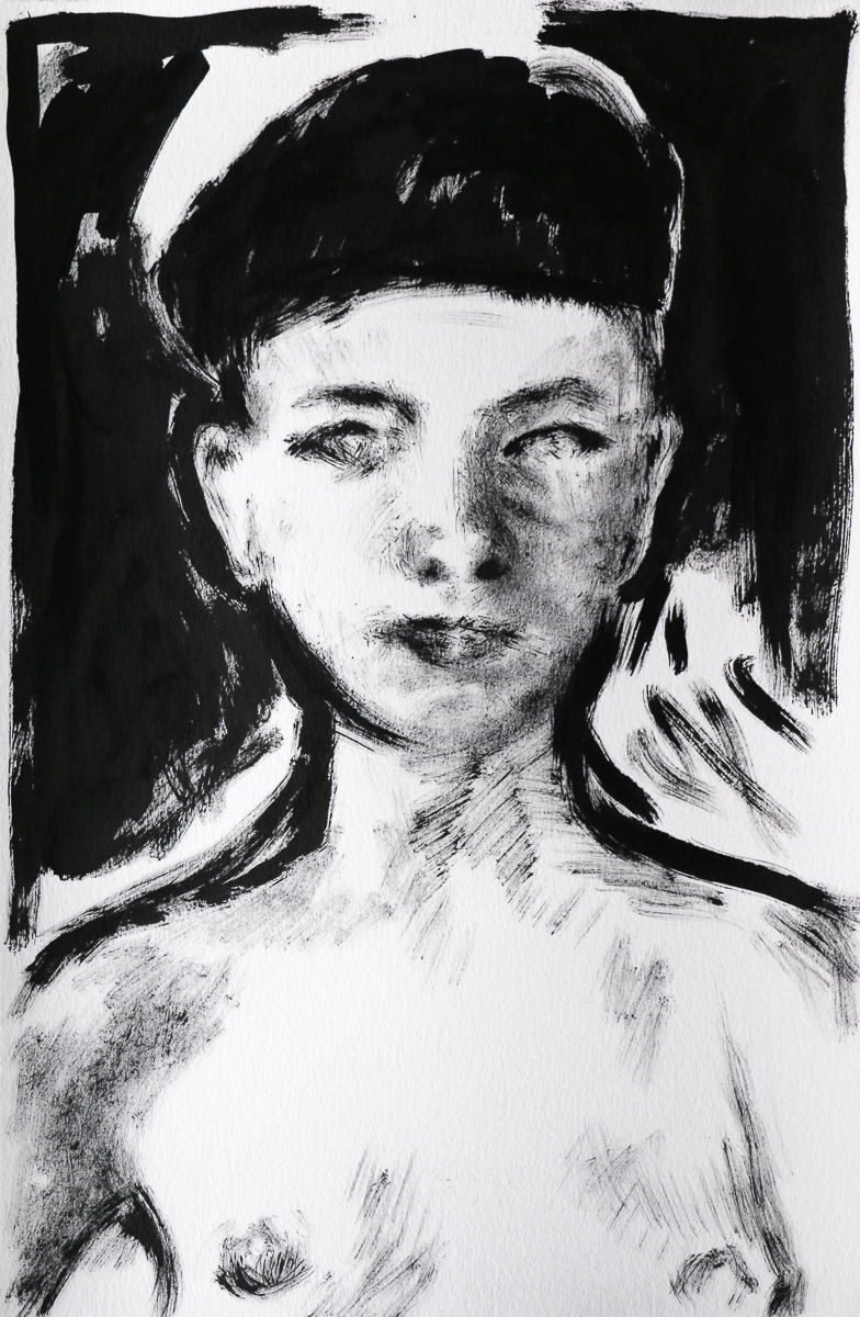 Untitled (Hat) (2015), ink on paper, 12x19in