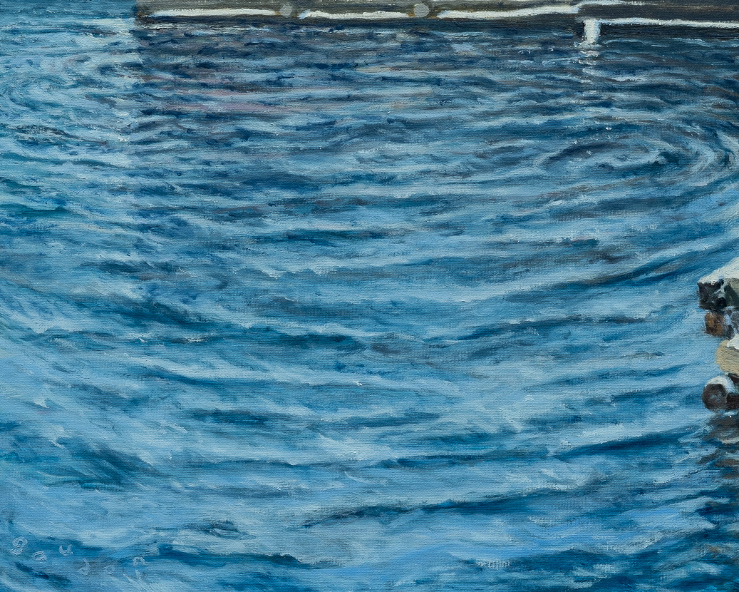 Ocean, morning ripples (2022), oil on canvas, 16x20in