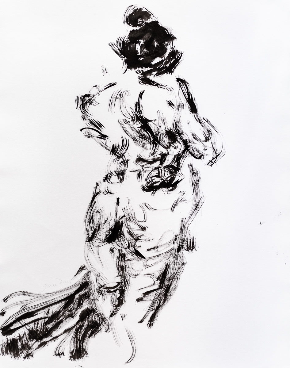 Spotlight (2020), ink on paper, 19x24in