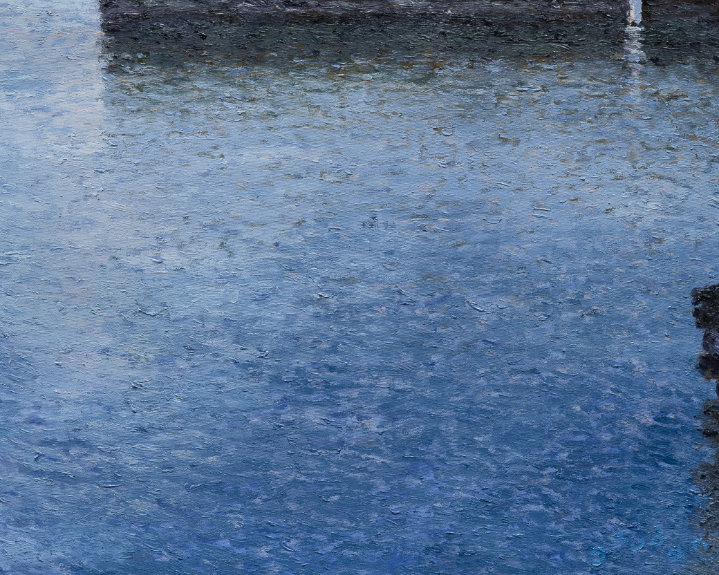 Ocean, dawn in purple (2022), oil on canvas, 16x20in