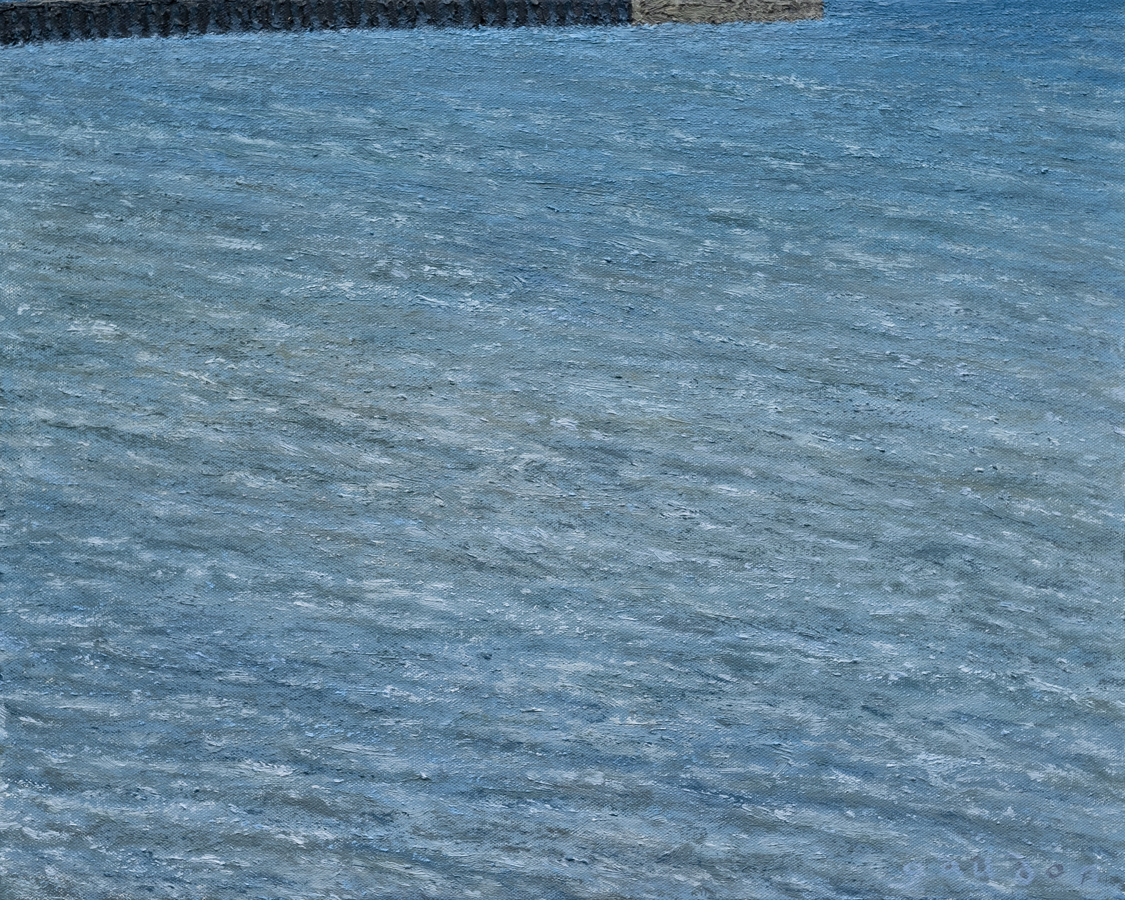 Lake Huron, noon sun (2022), oil on canvas, 20x16in