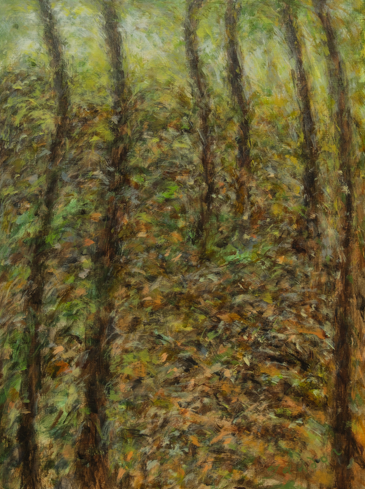 Forest 18 (2023), acrylic on cellulose, 18 x 24 inches