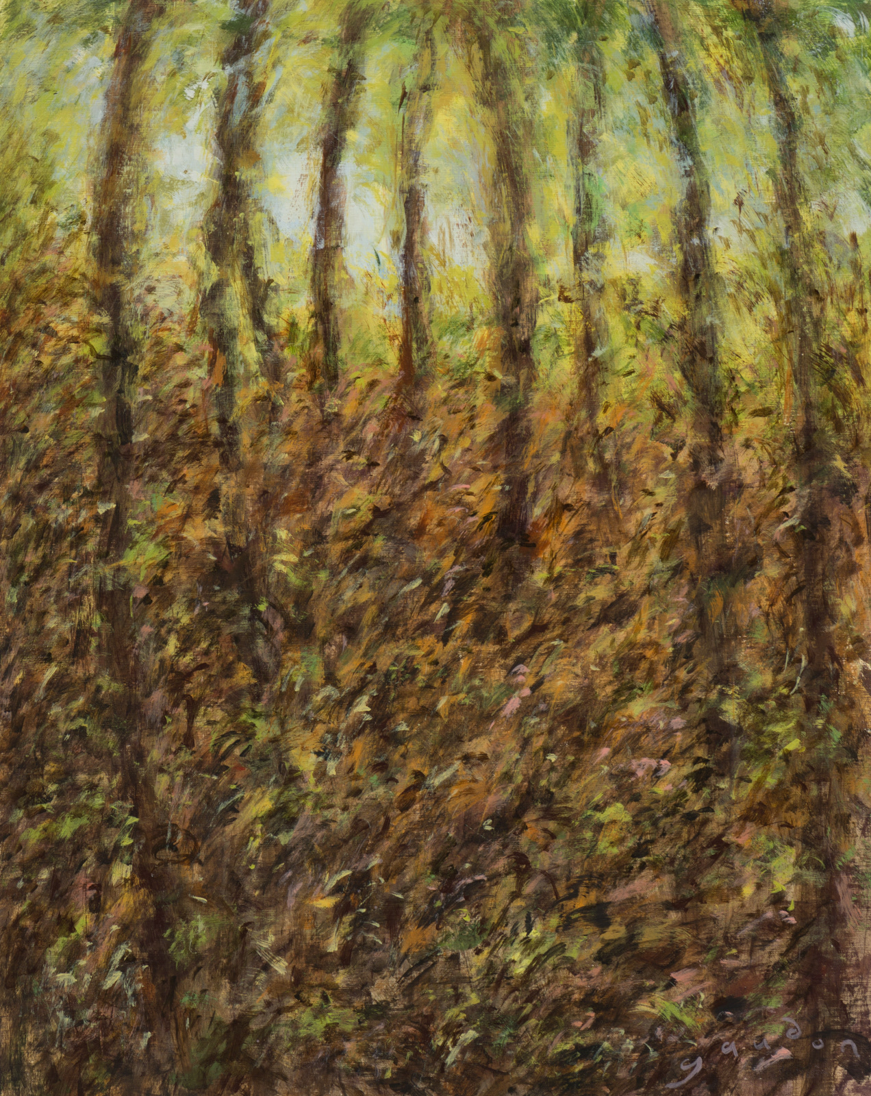 Forest 21 (2024), acrylic on cellulose, 19 x 24 inches