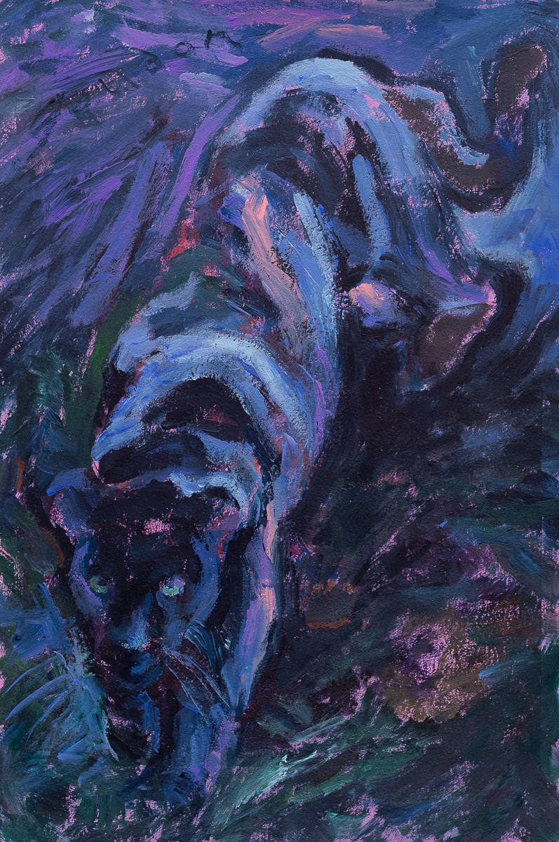 Panther (2021), acrylic on paper, 12x18in